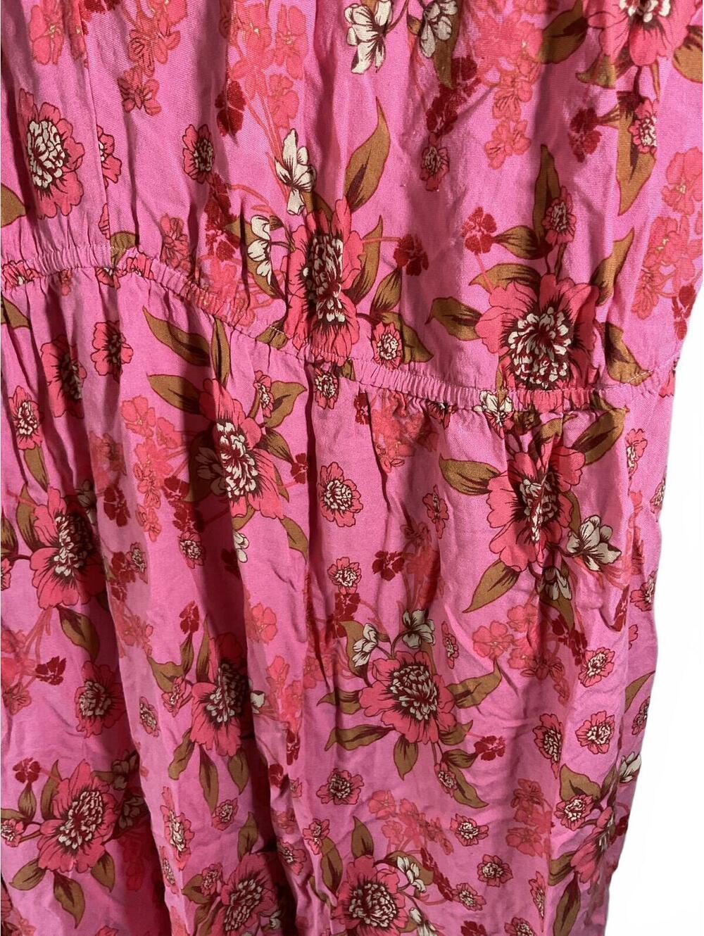 Rusttydustty Bohemian Pink Floral Maxi Dress with Ruffle Sleeves 2XL - Picture 7 of 11